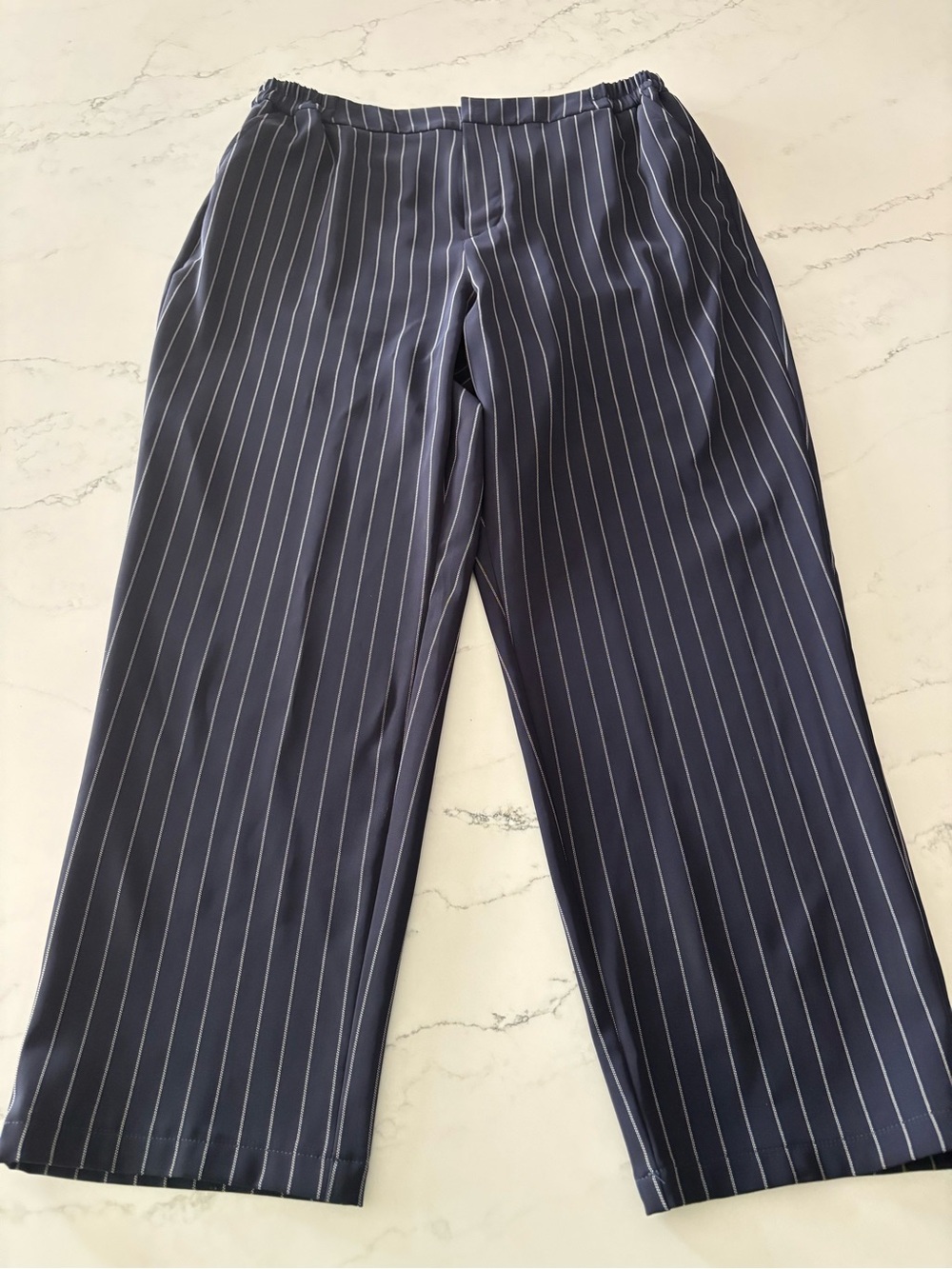 a new day Navy Pinstripe Wide-Leg Trousers - Picture 2 of 8